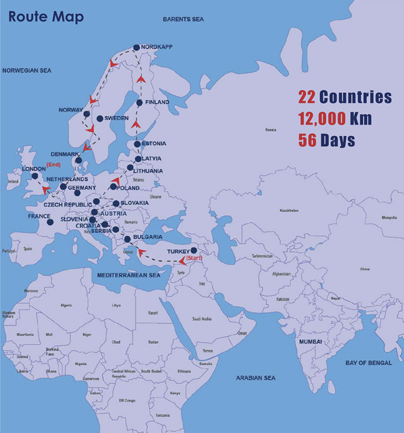 Traverser 22 pays, le plus long trajet en bus annonce un départ le 27 août 2023.